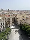 Utsikt fra El Miguelete, Valencia
Panoramautsikt over gamlebyen i Valencia, sett fra toppen av klokketårnet El Miguelete, med torg og smale gater nedenfor.