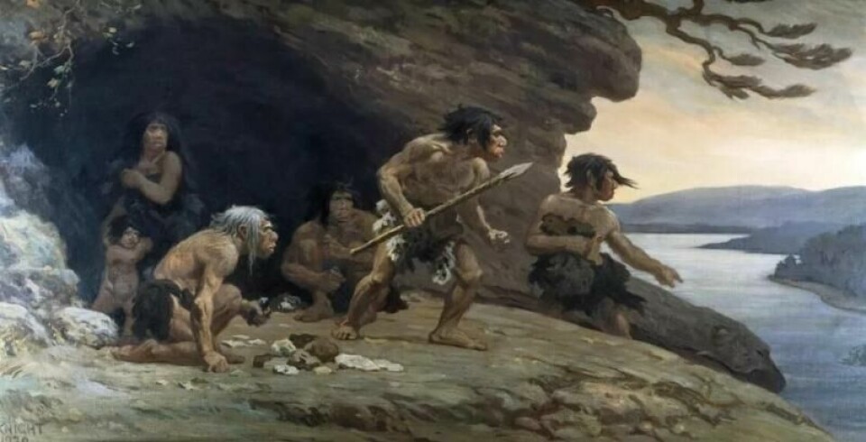 Neandertalerne hadde allerede levd i Europa i 300.000 år da Homo sapiens vandret ut av Afrika. (Maleri: Charles Robert Knight / Public Domain)