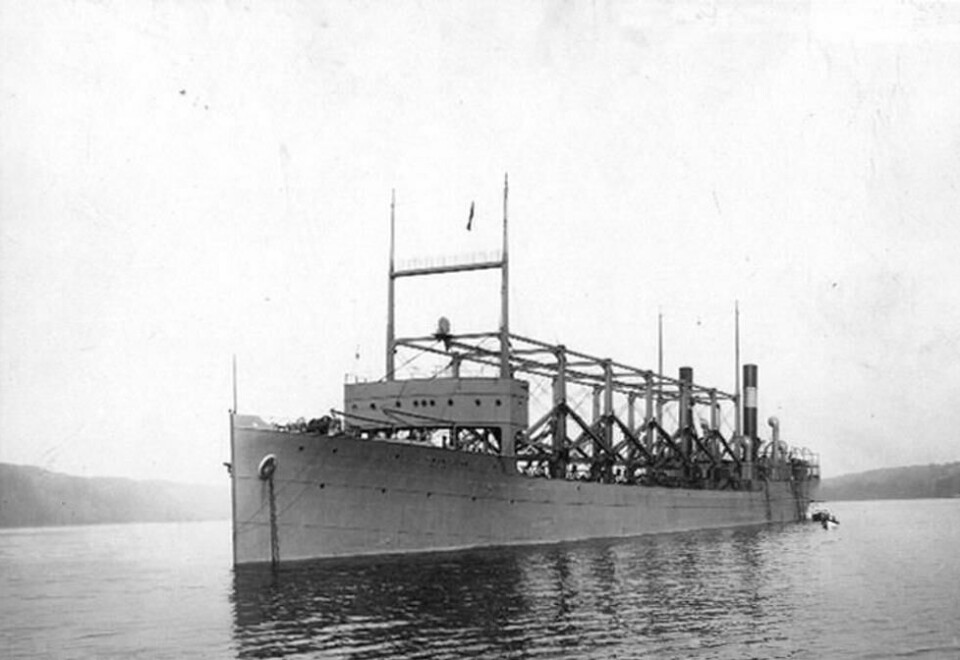 USS Cyclops ankret opp i Hudson-elva i New York. USS Cyclops ankret opp i Hudson-elva i New York. Foto: United States Naval History and Heritage Command / Photo #: NH 55549 / Public Domain, https://commons.wikimedia.org/w/index.php?curid=7883981 / Wikipedia