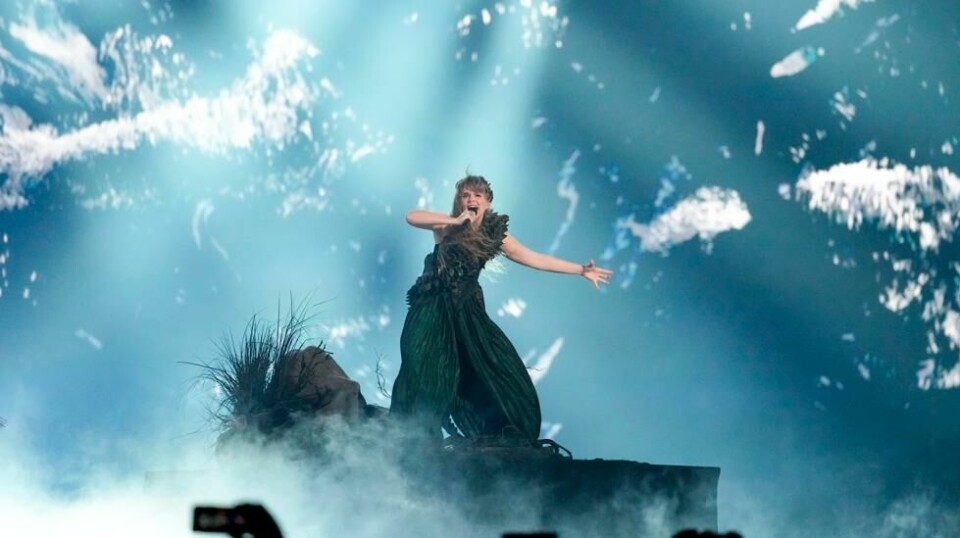 Gåte-vokalist Gunnhild Sundli under første generalprøve før torsdagens semifinale i Eurovision Song Contest. Foto: Martin Meissner / AP / NTB.