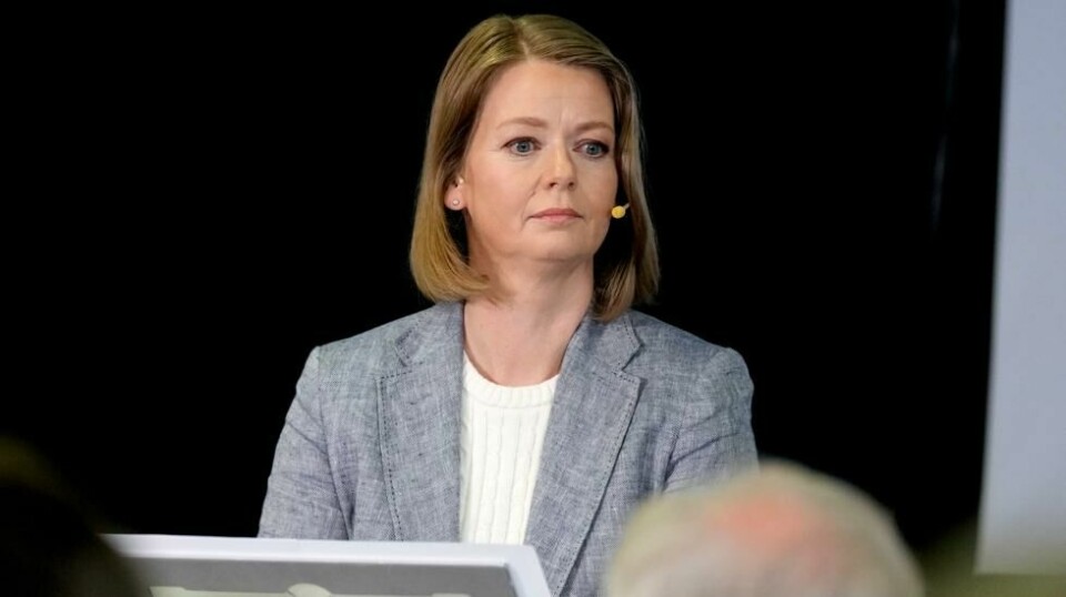 Sentralbanksjef Ida Wolden Bache sa Norges Banks styringsrente trolig vil bli holdt uendret en «god stund» da hun la fram rentebeslutningen for august på under Arendalsuka torsdag. Foto: Heiko Junge / NTB