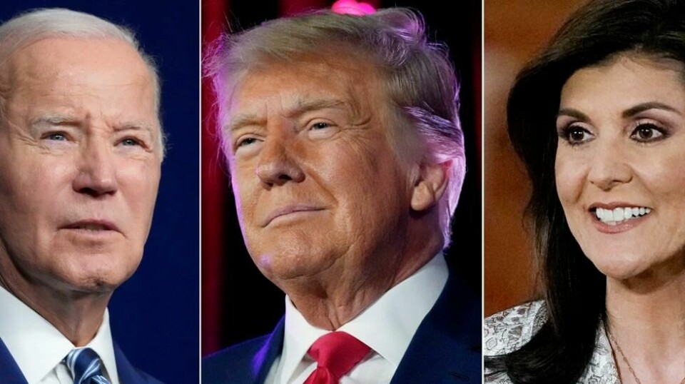 Kombinasjonsfoto av Joe Biden, Donald Trump og Nikki Haley.