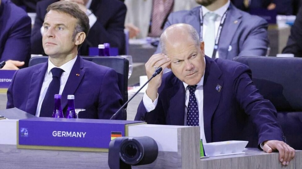 Emmanuel Macron og Olaf Scholz under en Nato-samling tidligere i år.