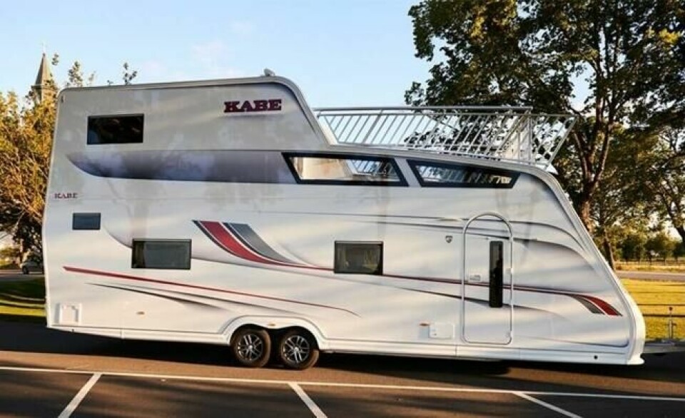 Campingvogn i to etasjer: Denne var ett av trekkplasterne på Caravanmessen i Norge tidligere i år. Campingvogn i to etasjer: Denne var ett av trekkplasterne på Caravanmessen i Norge tidligere i år.