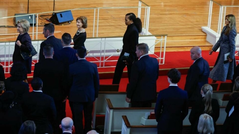 USAs tidligere førstedamer Michelle Obama, Melania Trump, Laura Bush og Hillary Clinton deltar på minnegudstjenesten for tidligere førstedame Rosalynn Carter, 28. november 2023. USAs tidligere førstedamer Michelle Obama, Melania Trump, Laura Bush og Hillary Clinton deltar på minnegudstjenesten for tidligere førstedame Rosalynn Carter, 28. november 2023. Foto: Evelyn Hockstein / Reuters / NTB