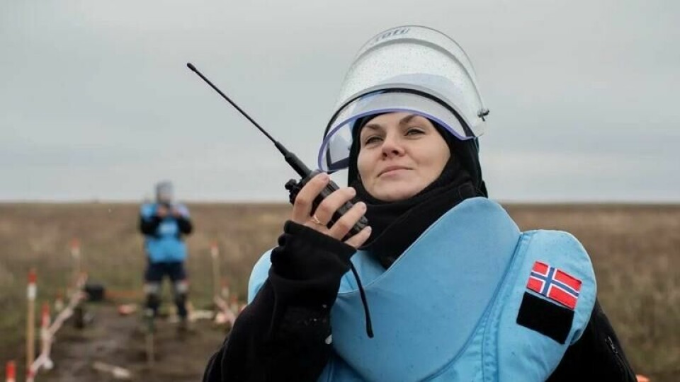 Olha Moskovchenko er en av Norsk Folkehjelps minerydder-teamledere i Mykolaiv-regionen, ikke langt fra de russiskokkuperte områdene i øst. Olha Moskovchenko er en av Norsk Folkehjelps minerydder-teamledere i Mykolaiv-regionen, ikke langt fra de russiskokkuperte områdene i øst. Foto: Espen Røst / Panorama nyheter
