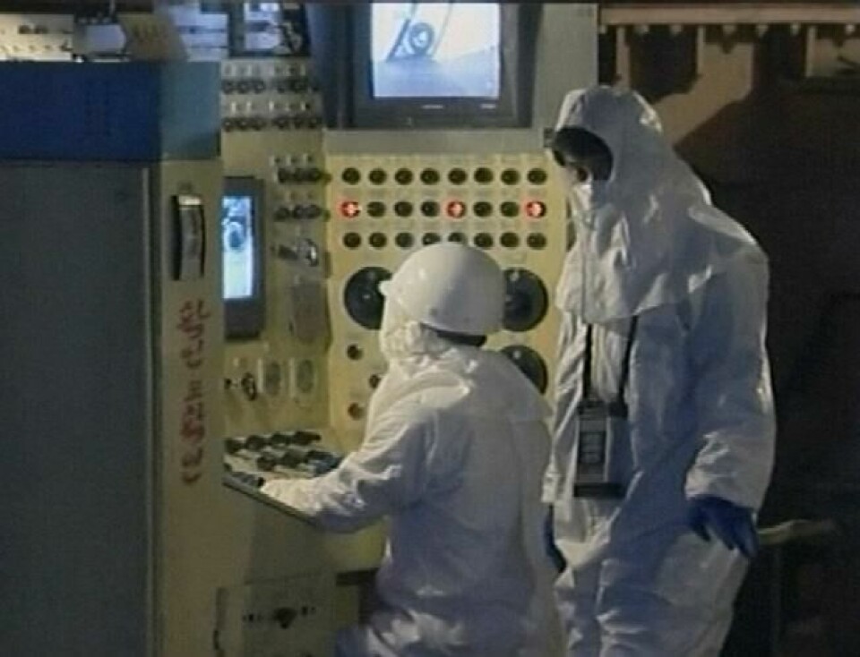 Nordkoreanske teknikere ved atomreaktoren i Yongbyon. Arkivfoto fra 2008. Scanpix/AP. Nordkoreanske teknikere ved atomreaktoren i Yongbyon. Arkivfoto fra 2008. Scanpix/AP.