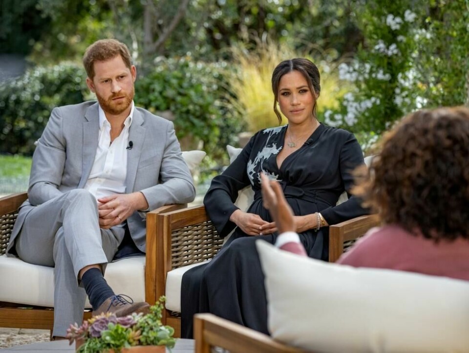 Det var under et mye omtalt intervjue med Oprah Winfrey hertugparet anklaget et medlem i kongefamilien for rasistiske uttalelser. Det var under et mye omtalt intervjue med Oprah Winfrey hertugparet anklaget et medlem i kongefamilien for rasistiske uttalelser. Foto: Harpo Productions / Joe Pugliese / Reuters / NTB