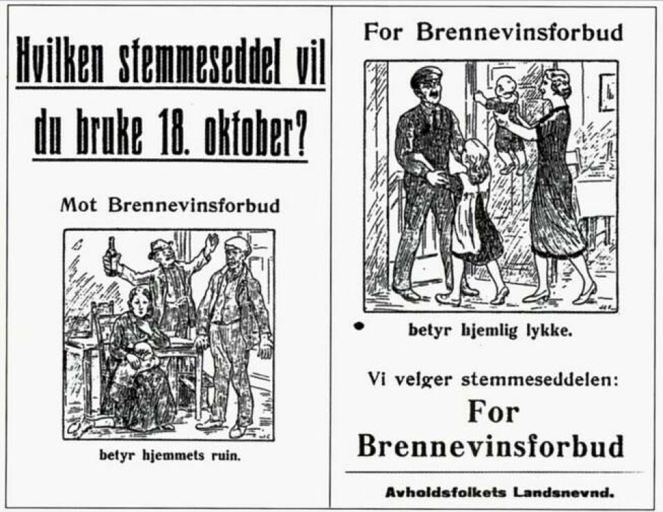 Avholdsfolkets Landsnevnds valgplakat fra 1926. Avholdsfolkets Landsnevnds valgplakat fra 1926.