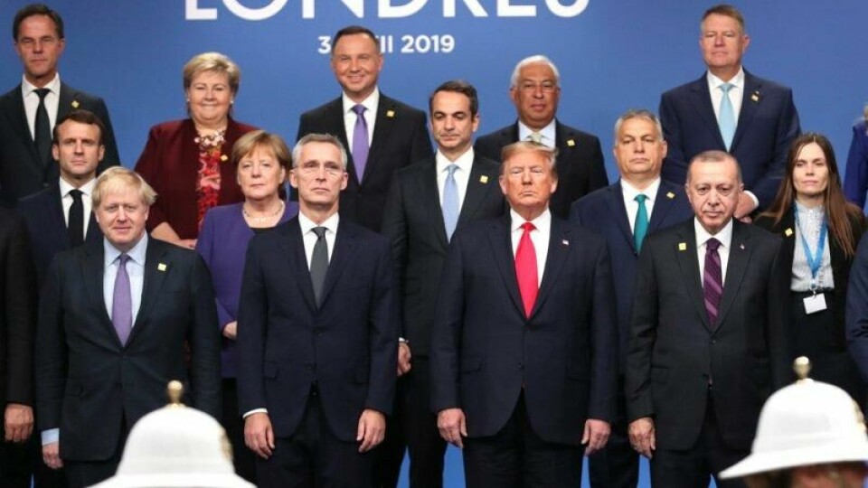 Flere europeiske ledere sammen med Donald Trump i 2019.