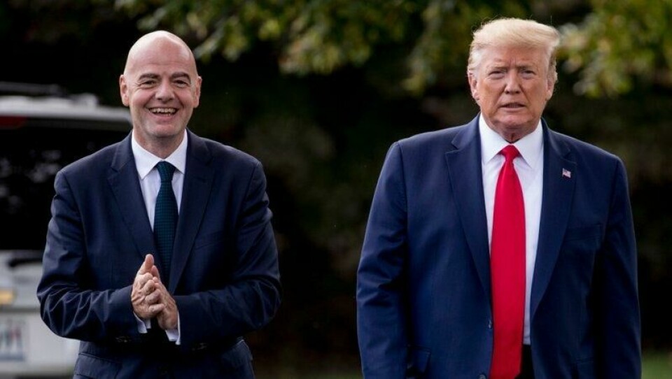 Donald Trump var president i 2018 da Fifa og deres president, Gianni Infantino, ga USA fotball-VM.