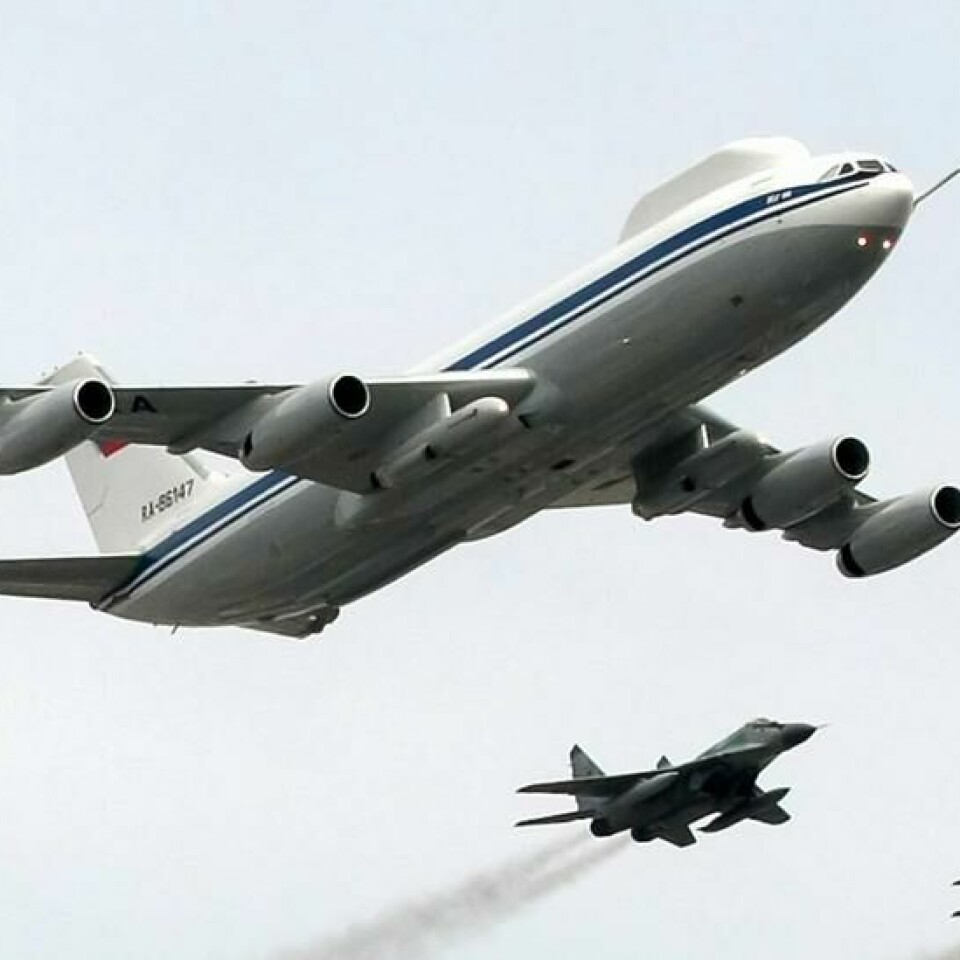 Et av Russlands dommedagsfly, Il-80 under en parade i Moskva i 2010. Nå fortviler Kreml over tyveriet fra flyet som skal fungere som en flygende kommandosentral i tilfelle atomkrig.
