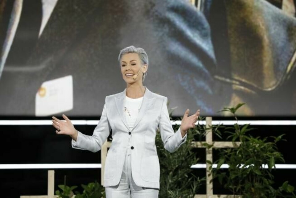 Gunhild Stordalen holder tale under åpningen av EAT Stockholm Food Forum 2018.