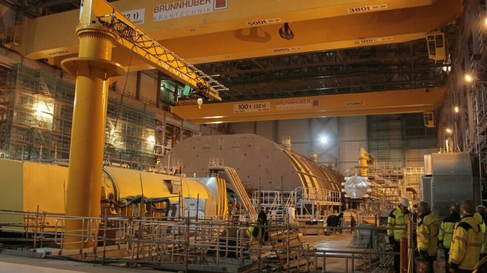 Bildet er av byggingen av en tredje turbin i atomkraftverket Olkiluoto i Finland, som etter planen skal være operativ i 2019.
