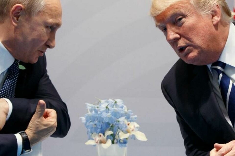 USAs president Donald Trump sier møtet med Vladimir Putin kan finne sted veldig raskt. Bildet er fra et møte mellom de to presidentene på G20-møtet i Hamburg i 2017.