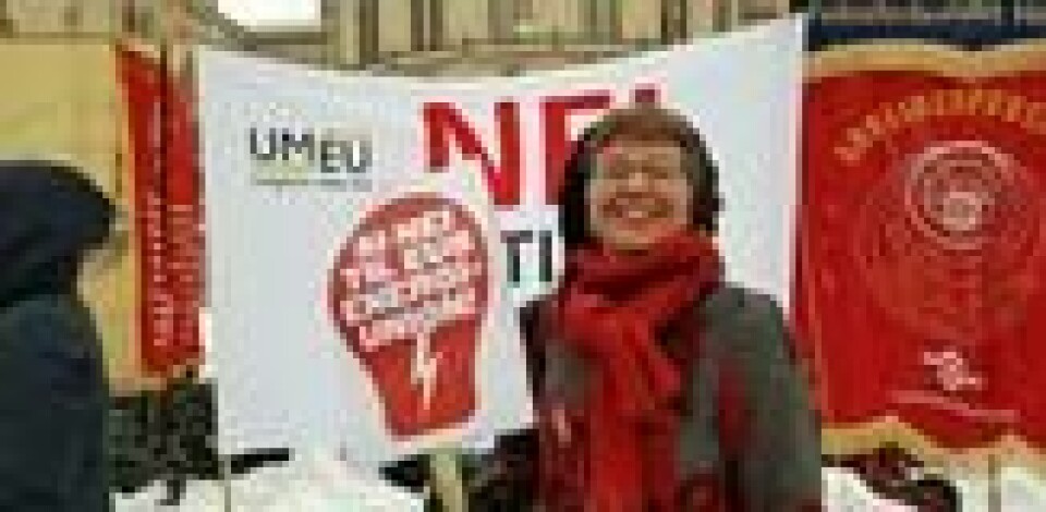 NORSK KRAFT: Nei til EUs leder Kathrine Kleveland, her i demonstrasjon mot norsk deltakelse i EUs energiunion, ber olje- og energiminister Terje Søviknes utnytte den handlefriheten vi fortsatt har. NORSK KRAFT: Nei til EUs leder Kathrine Kleveland, her i demonstrasjon mot norsk deltakelse i EUs energiunion, ber olje- og energiminister Terje Søviknes utnytte den handlefriheten vi fortsatt har. Foto: Thomas Vermes / ABC Nyheter