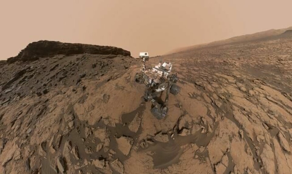 Mars-roveren Curiosity tok dette selvportrettet på vår røde naboplanet i fjor høst. Foto: Nasa. Mars-roveren Curiosity tok dette selvportrettet på vår røde naboplanet i fjor høst. Foto: Nasa.