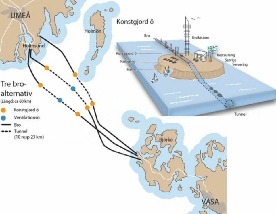 Skisse over Kvarkenbroen. (Skjermdump fra svenske medier). Skisse over Kvarkenbroen. (Skjermdump fra svenske medier).