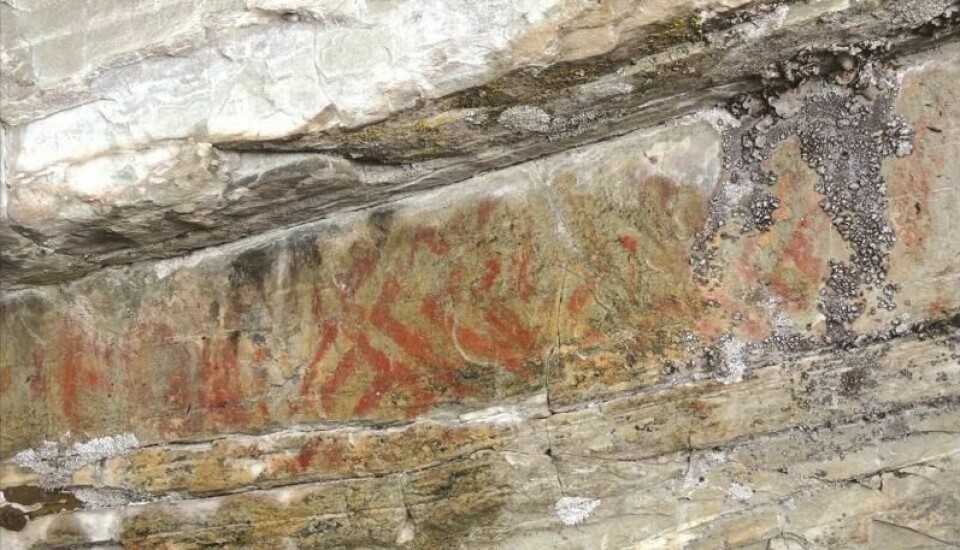 Mønstre ved Bergkunstlokasjonen ved Gaskávrre. Mønstre ved Bergkunstlokasjonen ved Gaskávrre. Foto: Ingela Bergman, Insarc/Silvermuseet/Antiquity 2024