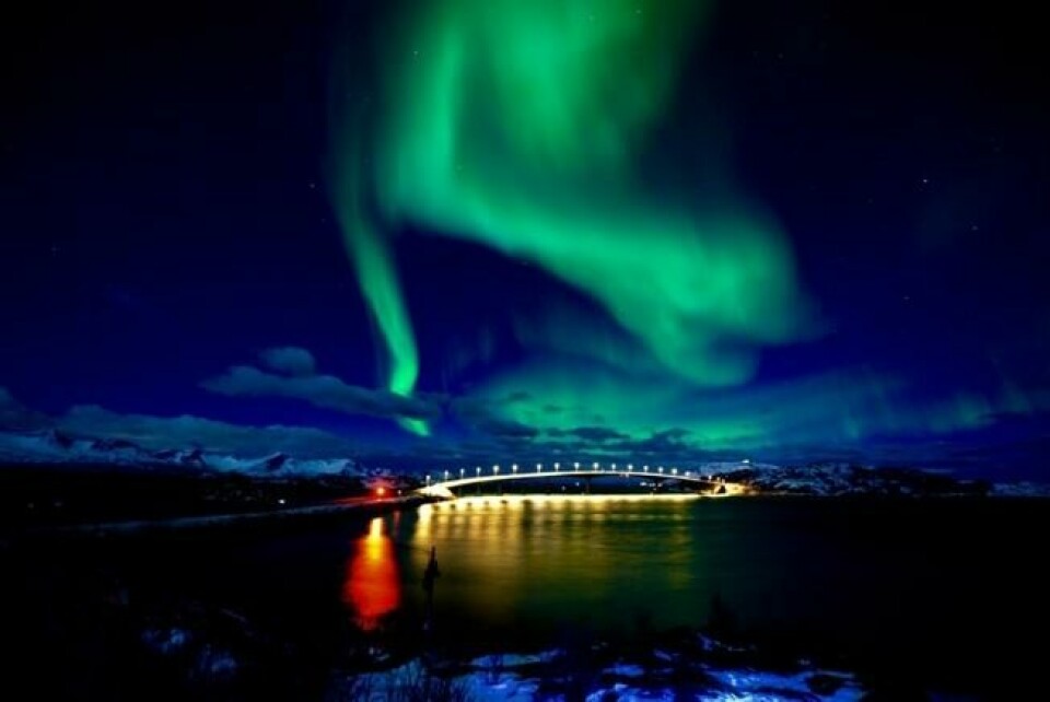 Nordlys over Sommerøy i Tromsø. Nordlys over Sommerøy i Tromsø. Foto: Tommy Håvardstun