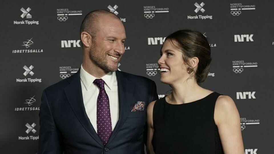 Aksel Lund Svindal og Amalie Iuel er forlovet. Her fra Idrettsgallaen i 2022. Foto: Heiko Junge / NTB