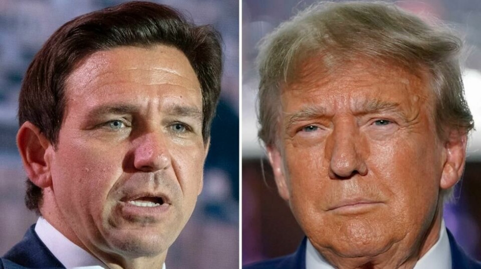 Florida guvernør Ron DeSantis og tidligere president Donald Trump.