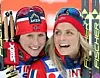 Therese Johaug og Marit Bjørgen under VM i Falun i 2015. Foto: NTB scanpix