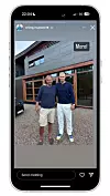 iPhone som viser Instagram-story av to personer foran et hus. Ole Ertvaag og fotballspiller Erling Haaland er sameiere i en Mercedes-AMG One og en Bugatti Tourbillon.