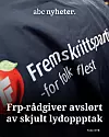 Nærbilde av Fremskrittspartiet-logo på jakke med teksten for folk flest.