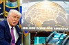 Donald Trump ved skrivebordet i Det ovale kontor foran skjerm med teksten «Golden Dome for America».