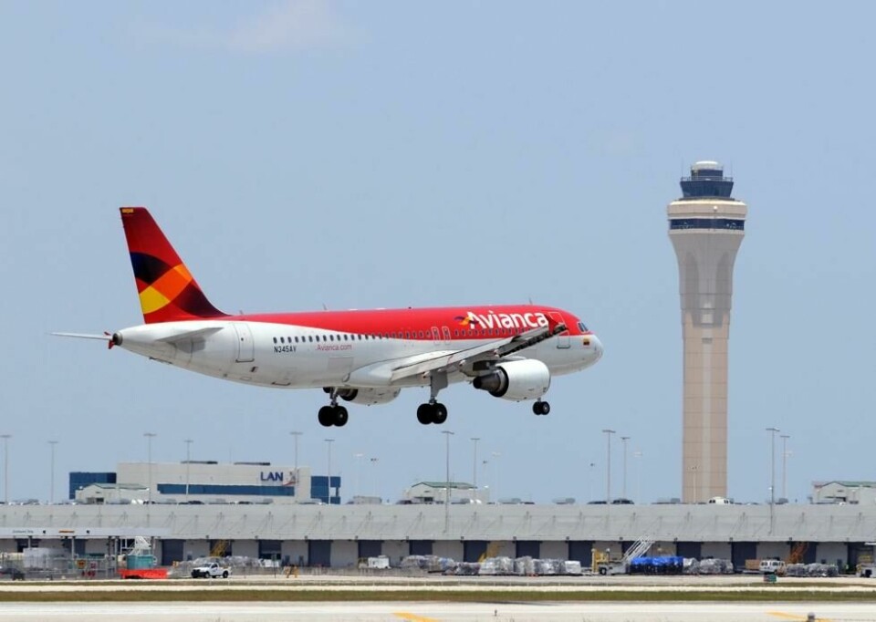 Det columbianske flyselskapet Avianca var det mest presise i verden i 2023. Her er et av selskapets fly under landing i Miami, USA. Det columbianske flyselskapet Avianca var det mest presise i verden i 2023. Her er et av selskapets fly under landing i Miami, USA. Foto: Dreamstime