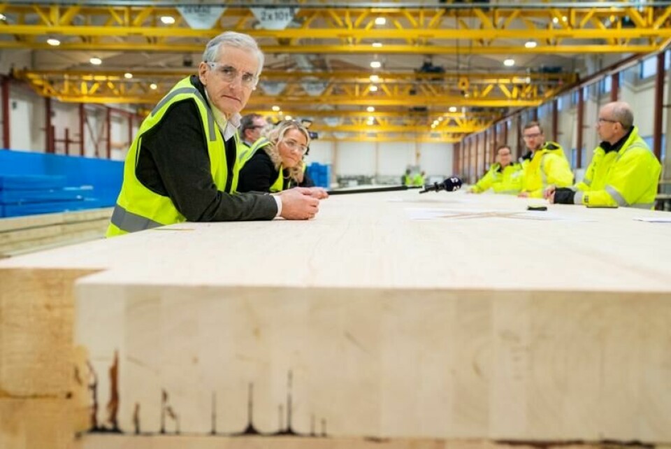 Statsminister Jonas Gahr Støre (Ap) skal besøke Moelven ByggModul i Moelv. Her fra et besøk hos Moelven industrier i 2022.