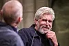 Karl Ove Knausgård og Geir Gulliksen under lansering av en ny roman i Nidarosdomen.