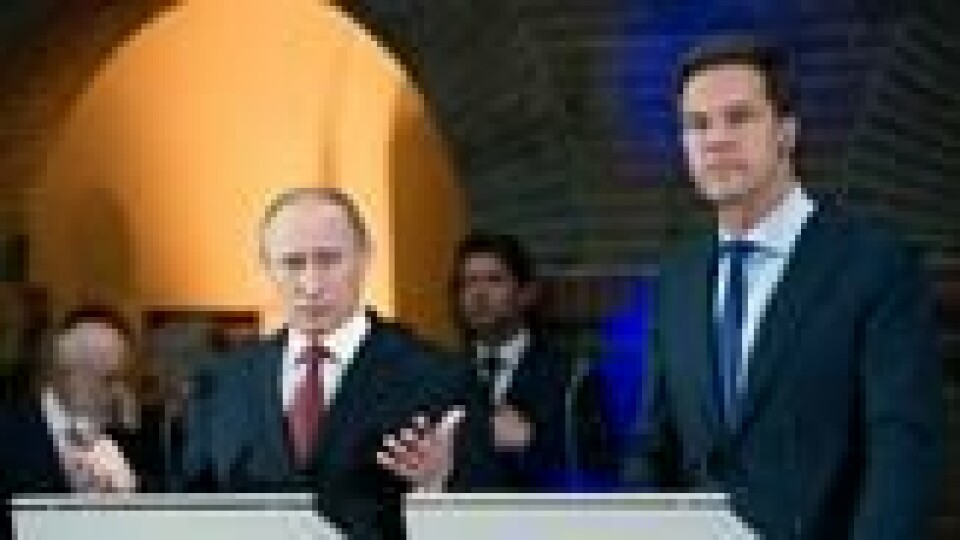 Russlands president Vladimir Putin og Natos nye generalsekretær Mark Rutte sammen under en konferanse i 2013. Russlands president Vladimir Putin og Natos nye generalsekretær Mark Rutte sammen under en konferanse i 2013. Foto: Paul Vreeker / AP