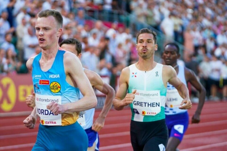 Narve Gilje Nordås under 1500-meteren på Bislett Games i 2023.
