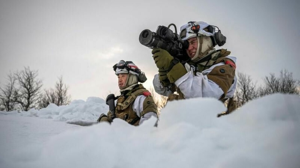 Norske soldater under øvelsen Nordic Response 24 i mars i år. Foto: Jonathan NACKSTRAND / AFP Norske soldater under øvelsen Nordic Response 24 i mars i år. Foto: Jonathan NACKSTRAND / AFP Foto: AFP