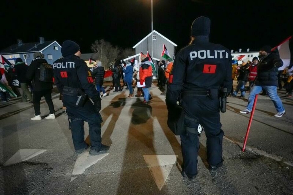 Bodø 20250123. Fakkeltog i forbindelse med Europa League kampen mellom Bodø/Glimt og Maccabi Tel Aviv i Bodø.
