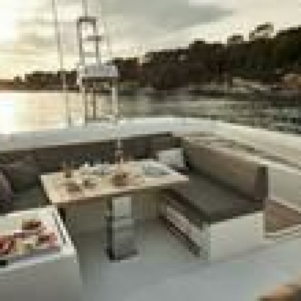 Selv med 'liten' flybridge er det plass nok til å nyte ny utsikt hver kveld. Foto: Prestige Selv med 'liten' flybridge er det plass nok til å nyte ny utsikt hver kveld. Foto: Prestige