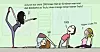 Tegning av tre barn som gjør yogaøvelser, med tekst om kort treningstid.