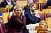 Kjersti Stenseng og Jan Christian Vestre sitter i stortingssalen under trontaledebatten.