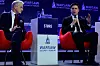 Jonas Gahr Støre og Mindaugas Sinkevicius på scenen under Warsaw Security Forum.
