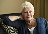 Judi Dench sitter i en stol med armen bak hodet under Toronto filmfestival.
