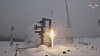 Angara-1.2-rakett skytes opp fra en snødekt utskytningsrampe i Plesetsk.