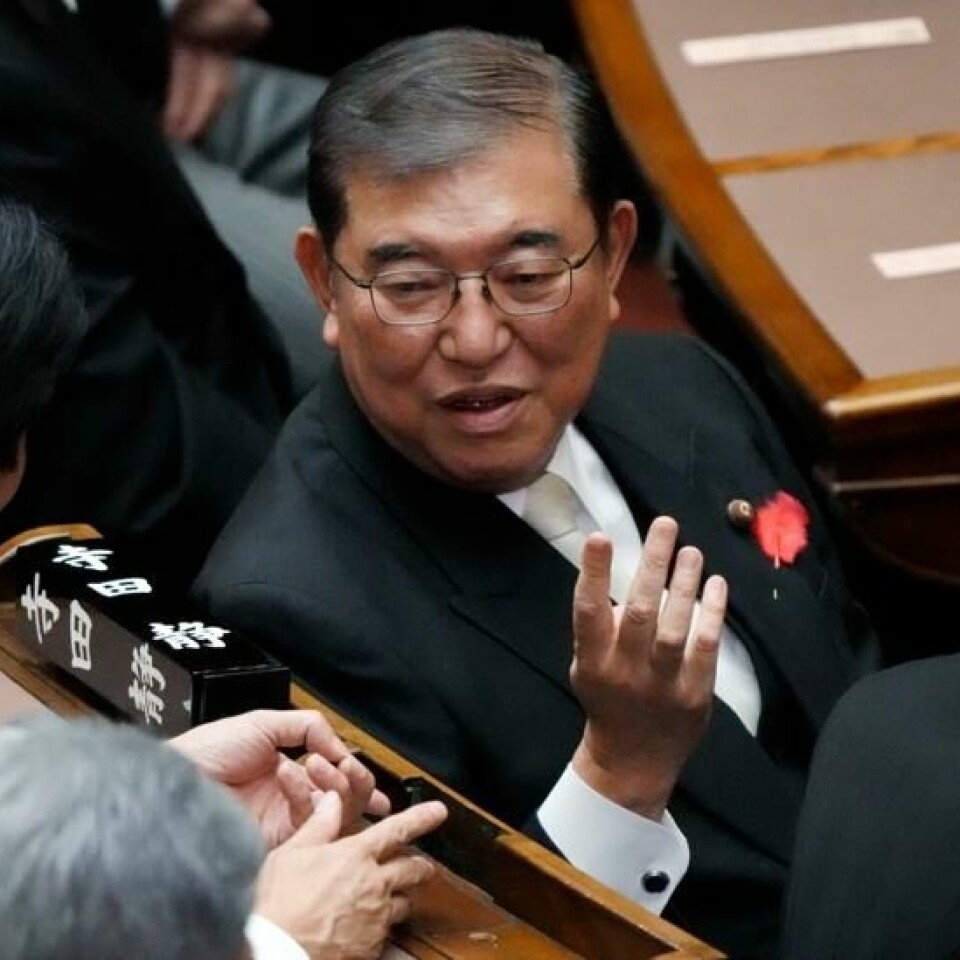 Japans statsminister Shigeru Ishiba i nasjonalforsamlingen fredag. Foto: Eugene Hoshiko / AP / NTB