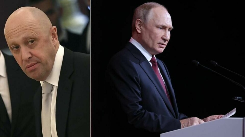 Wagner-sjef Jevgenij Prigozjin, kjent som «Putins kokk», og Vladimir Putin.