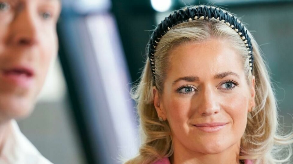 Justis- og beredskapsminister Emilie Enger Mehl mens hun svarte på spørsmål om trusselvurderingene og hvordan politiet forbereder seg til Pride 2024.