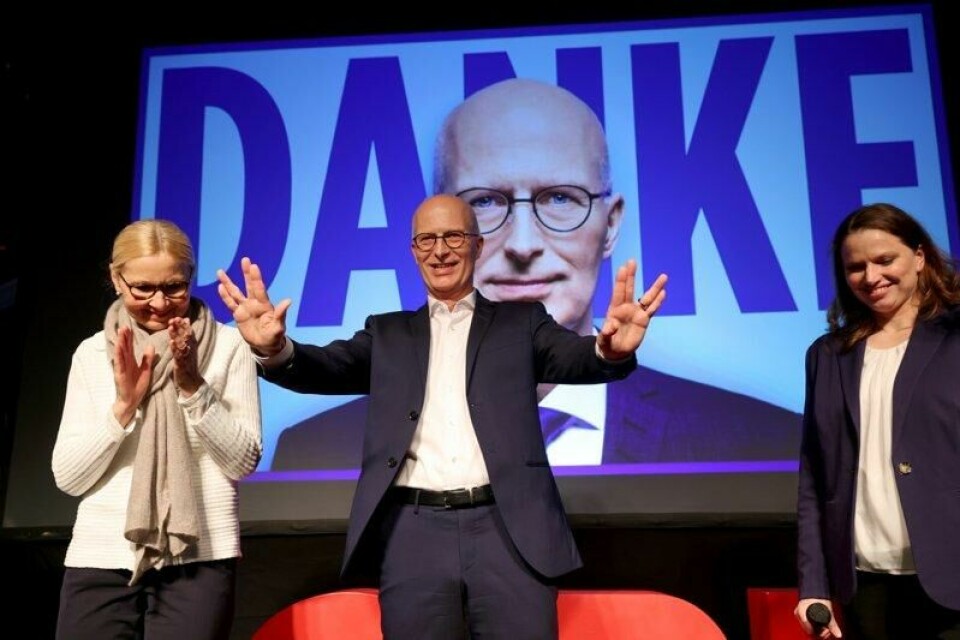 Sittende ordfører Peter Tschentscher gleder seg over resultatet av delstatsvalget i Hamburg søndag.