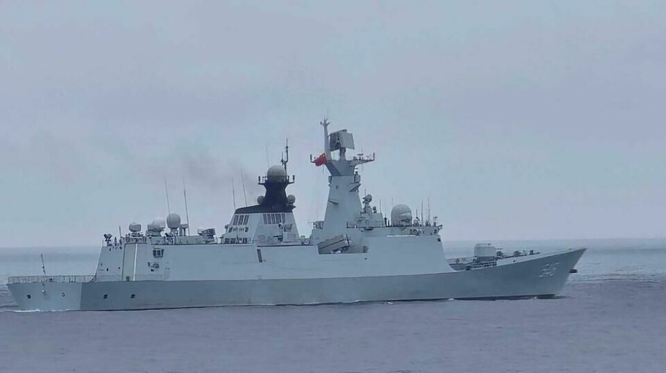 Kina sier at den nylige militærøvelsen rundt Taiwan «nådde de forventede målene». Bildet er offentliggjort av Taiwans kystvakt og skal vise den kinesiske fregatten FFG 548.
