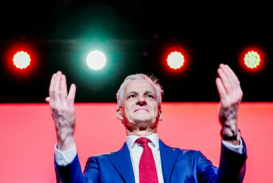 Statsminister Jonas Gahr Støre (Ap) er fortsatt størst på målingen til Nettavisen for april. Her under Arbeiderpartiets 70. ordinære landsmøte på Oslo Kongressenter Folkets Hus i Oslo.