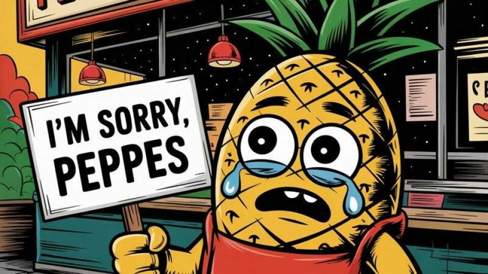 «Vi har lyttet til folket! Fra og med i dag er ananas borte fra menyen – for godt,» skriver Peppes Pizza på Facebook 1. april, i et patetisk forsøk på å være morsom.